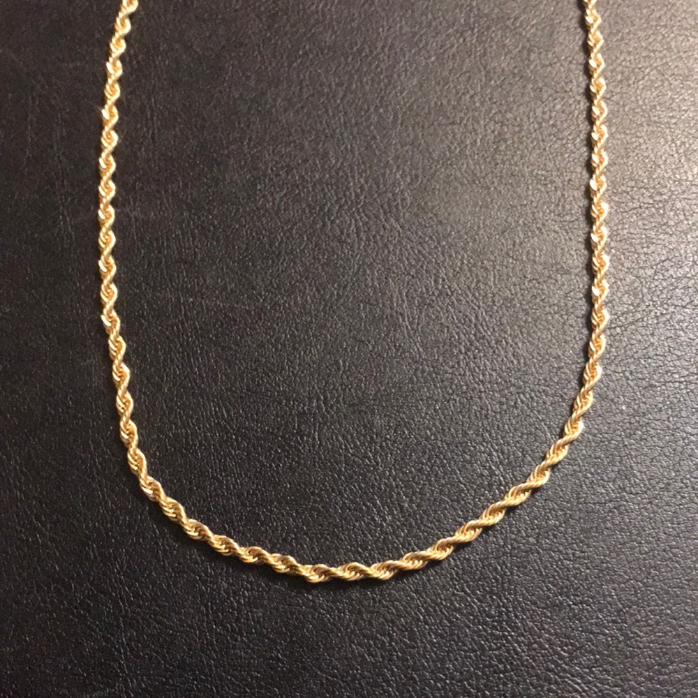 AMERICAN SHOWCASE signed 3 mm gold rope chain 18 inch